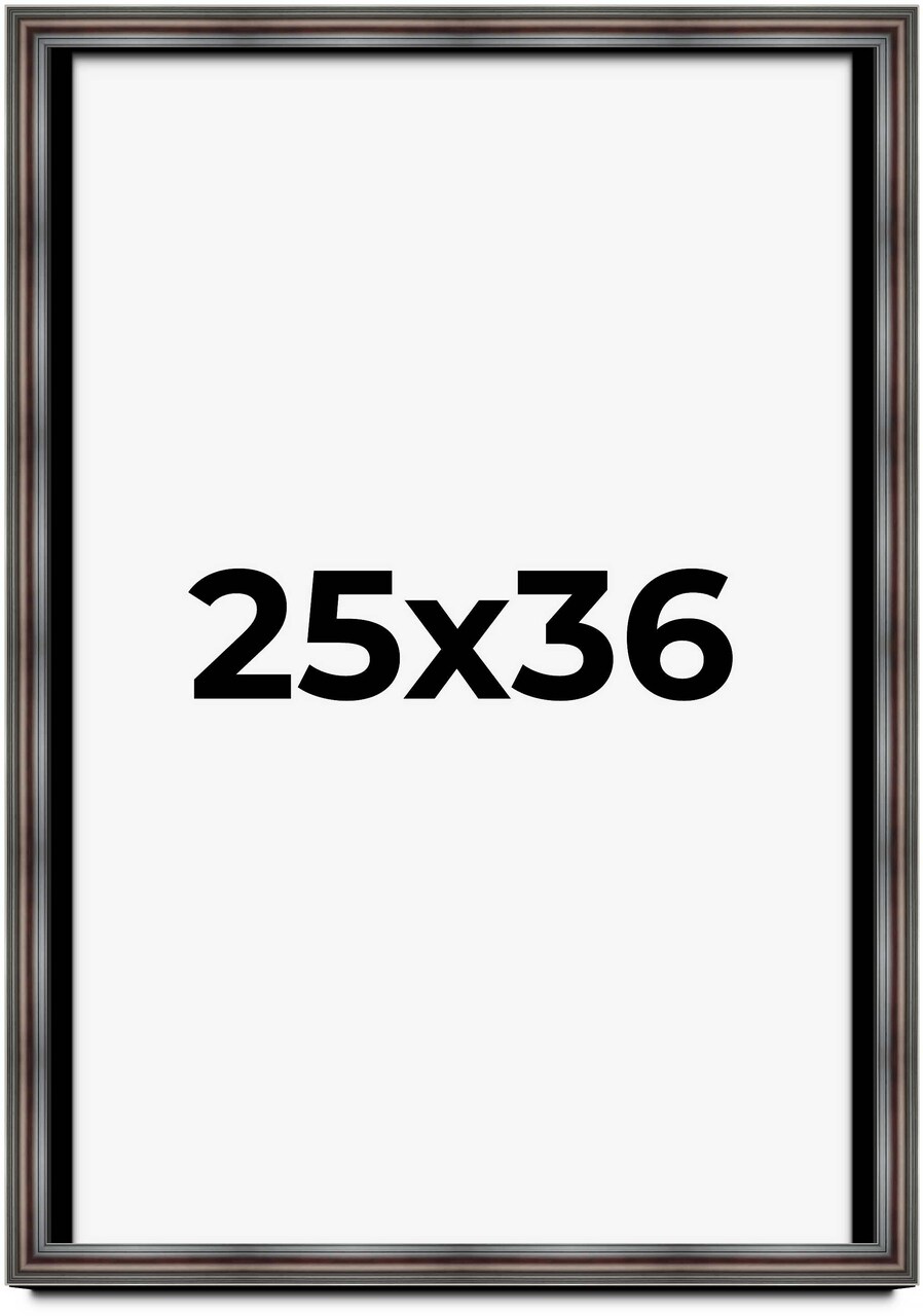 25x36 Shadow Box 1.75" Deep Brown Picture Frame - UV Acrylic, Foam Board Backing, Hanging Hardware